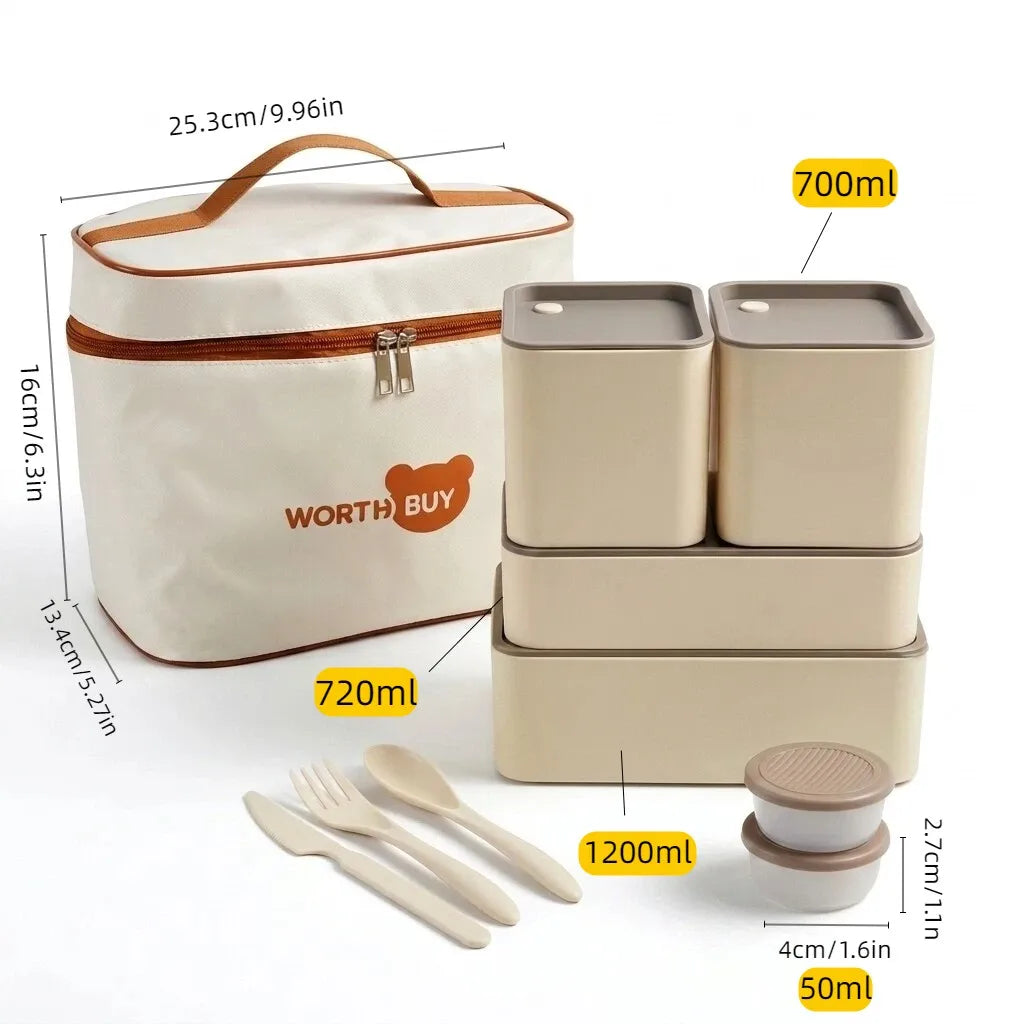 Stackable Plastic Lunch Box For Kids Students Portable Bento Box Microwave Safe Refrigerator Sealed Food Storage Container