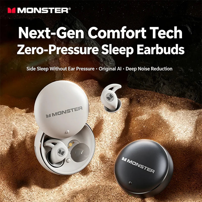 MONSTER GT31 Bluetooth Earphones Wireless Zero-Pressure Earbuds Noise Cancelling Sleep Aid Headphone HiFi Stereo Sound