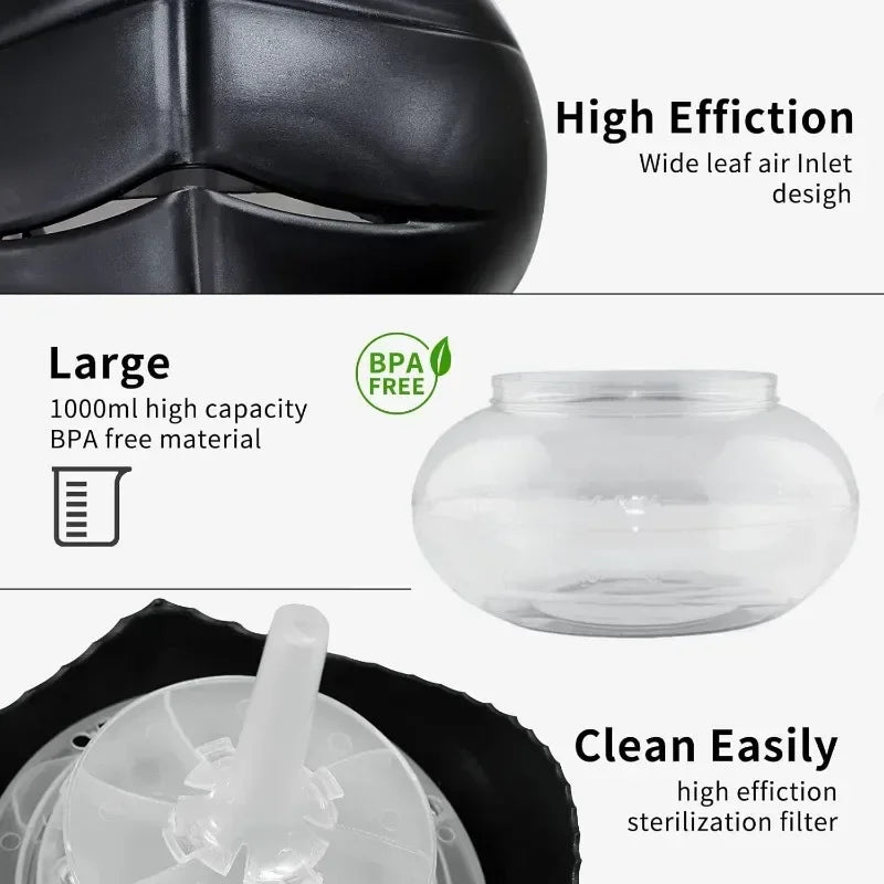 AC220V Water-Based Purifier Air Washer, Air Revitalizer & Freshener, Air Fresher with 7 LED Color for Rooms (Black)