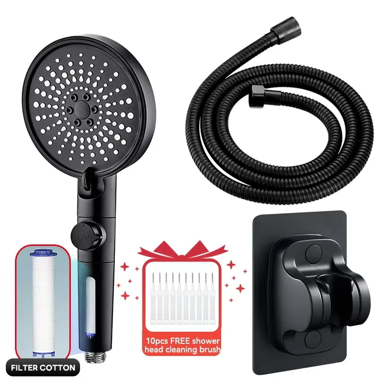 12.5cm Big Panel Shower Head,High Pressure Rainfall Shower Set Water Saving Shower,5 Modes Adjustable Shower Head Bathroom Tools