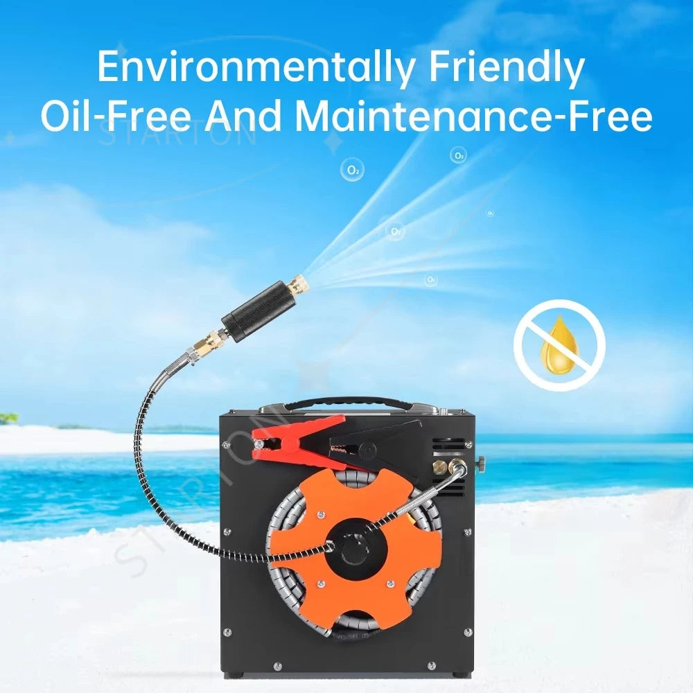 Portable 12V AC 110-220V Oil-Free Air Compressor 300 Bar Car Battery Supply Aluminum Alloy Diving Swim Gear Accessories