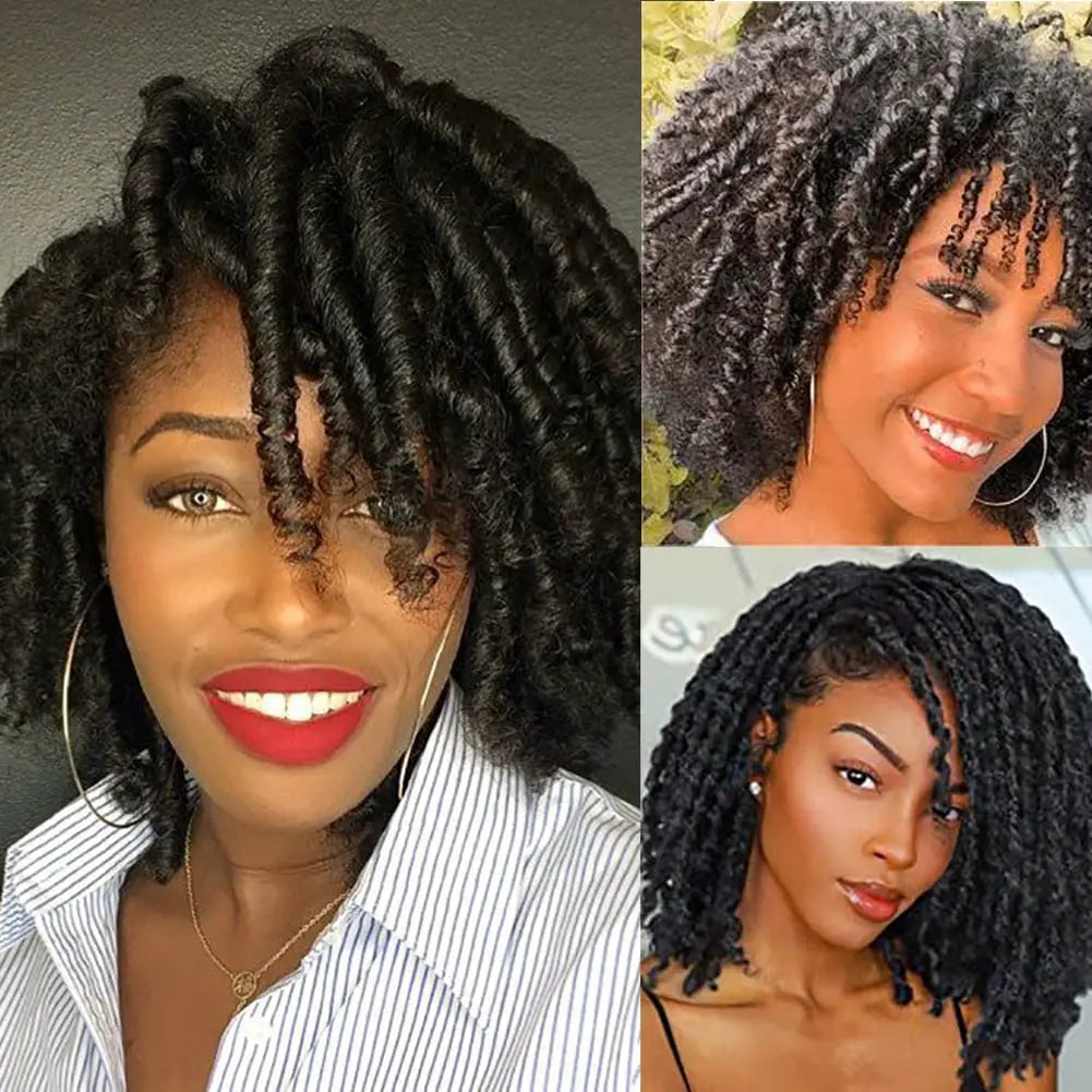 Wigs for Black Women Afro Curly Twist Wigs Braiding Synthetic Wig Heat Resistant Fiber Breathable Faux Locs Braids Hair Wigs wit