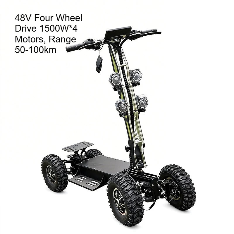 13 inches 4-Wheel High-Speed Electric Scooter – Dual/All-Wheel Drive Foldable Off-Road Vehicle for Outdoor & Patrol Use