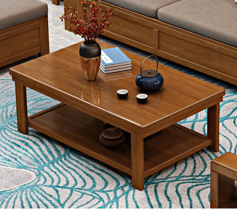 Solid wood sofa combination modern simple small apartment e****mical fabric sofa new Chinese living room storage wooden sofa