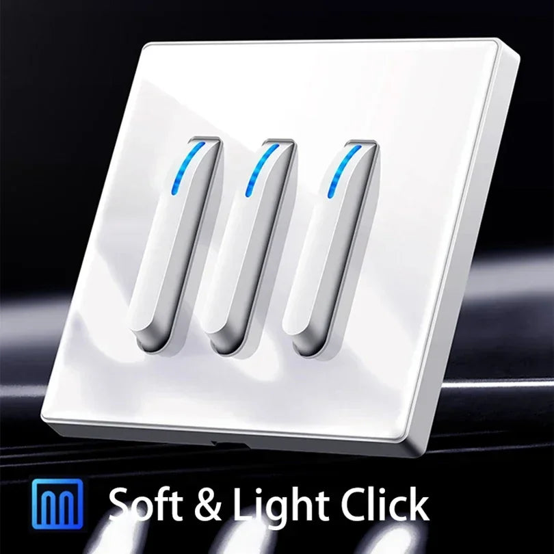 Wall Switch Light Switch 1 2 3 4 Gang Piano Button 1 Way 2 Way White Black Gray Gold Tempered Glass Panel L6