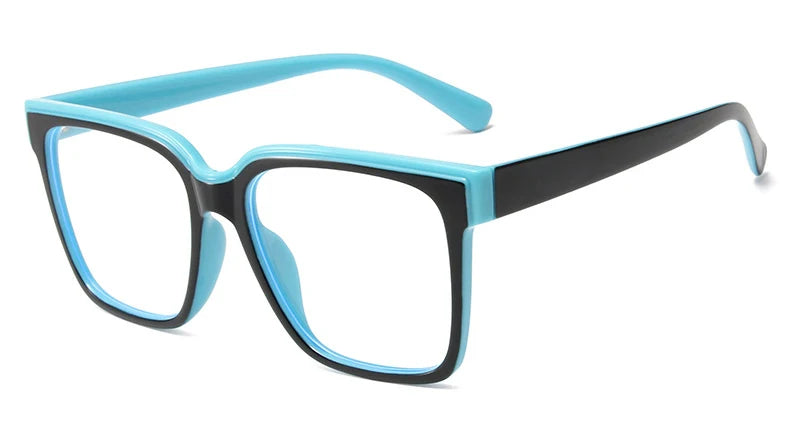 Fashion Double Color Women Cat Eye Glasses Frame Retro TR90 Clear Anti-Blue Light Eyewear Men Optical Blue Yellow Frame