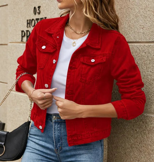 2025 Fashion Slim Fit Lapel Denim Jacket Europe and America