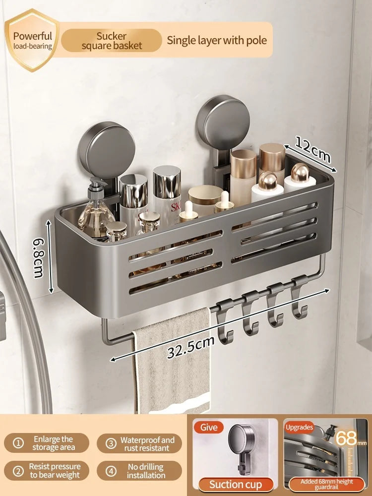 Bathroom Storage Shelf Suction Cup Perforation-Free Bathroom Triangle Toilet Wash Counter Corner Bathroom Storage Shelf