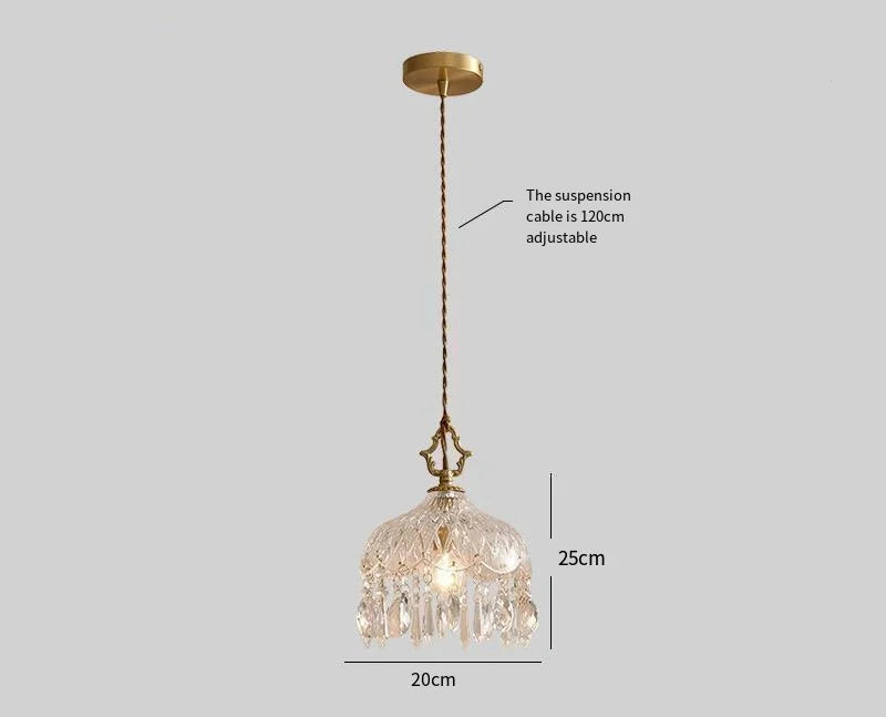 YEBMLP French Retro Glass Hanging Light Indoor LED Luxury Art Chandelier Bedroom Bar Restaurant Table Pendant Lamp With E14 Bulb