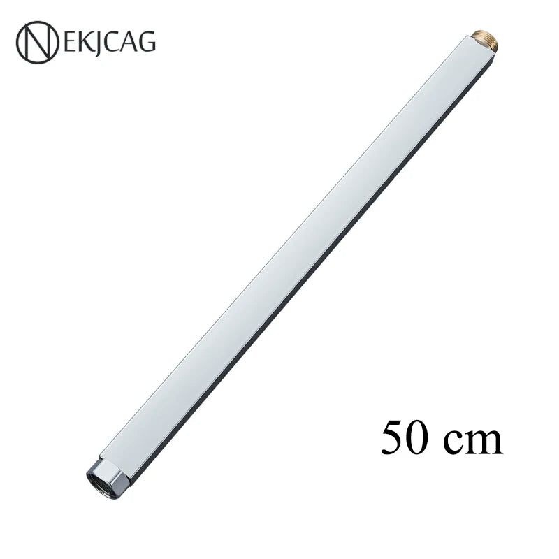 Square Extension Tube Bathroom Shower Faucet Extra Extend Tube Black Golden White Chrome 40/50CM Universal Interface Extend Pipe