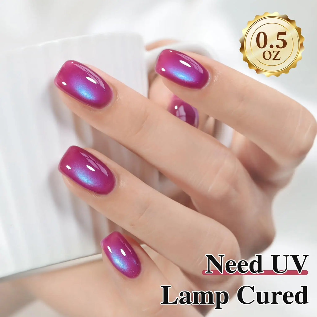 HL Jelly Glass Cat Eye Gel Polish 15MLHolographic Glitter Shimmer Translucent Sheer Color Magnetic Nail Polish Salon DIY at Home