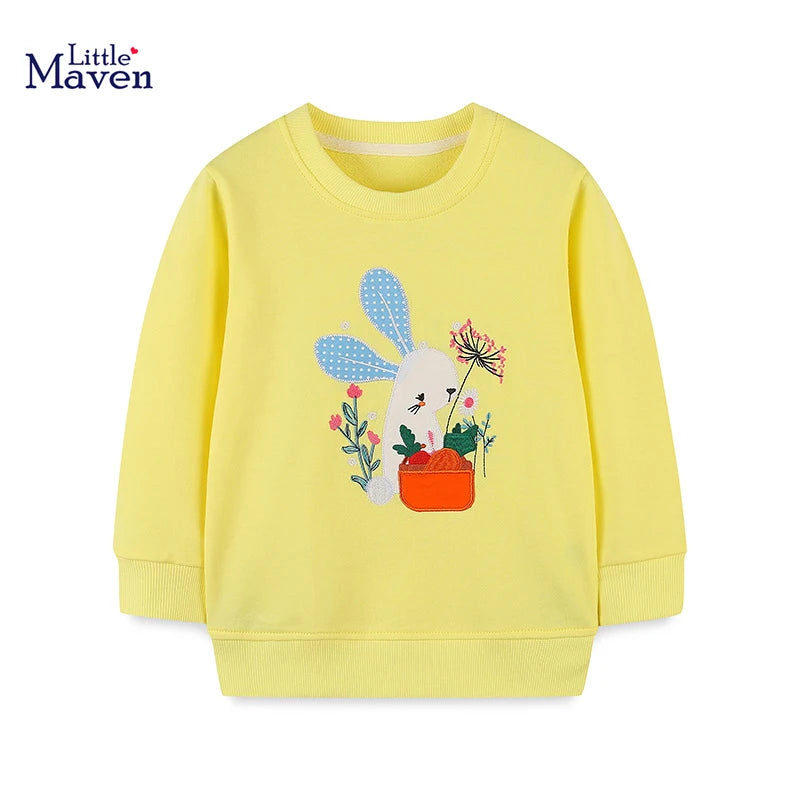 Little maven 2026 Baby Girls Clothes Spring and Autumn Sweatshirt with Lovely Animal Children Casual Tops for Kids 2-7 year