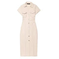 Denim Dress Women's Spring Summer Casual Long Dresses For Women 2026 New Fashion Ruched Short Sleeve Streetwear Midi Dress