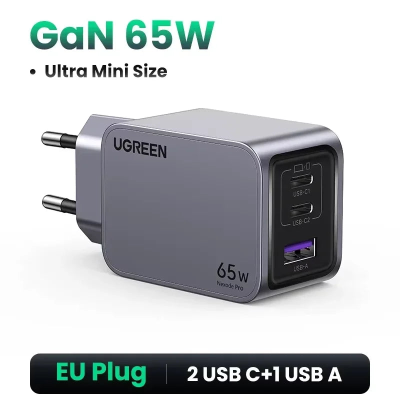 UGREEN 65W GaN Charger Type C Quick Charge 4.0 3.0 USB Charger For iPhone 18 17 16 Pro Macbook Air Laptop Tablet PD Fast Charger
