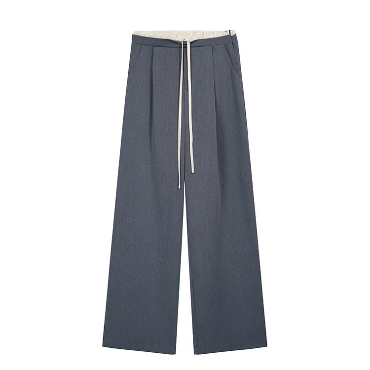 Elastic Waist Drawstring Loose Slim Casual Versatile Trousers 2026 Autumn New High Waist Women Wide Leg Suit Pants