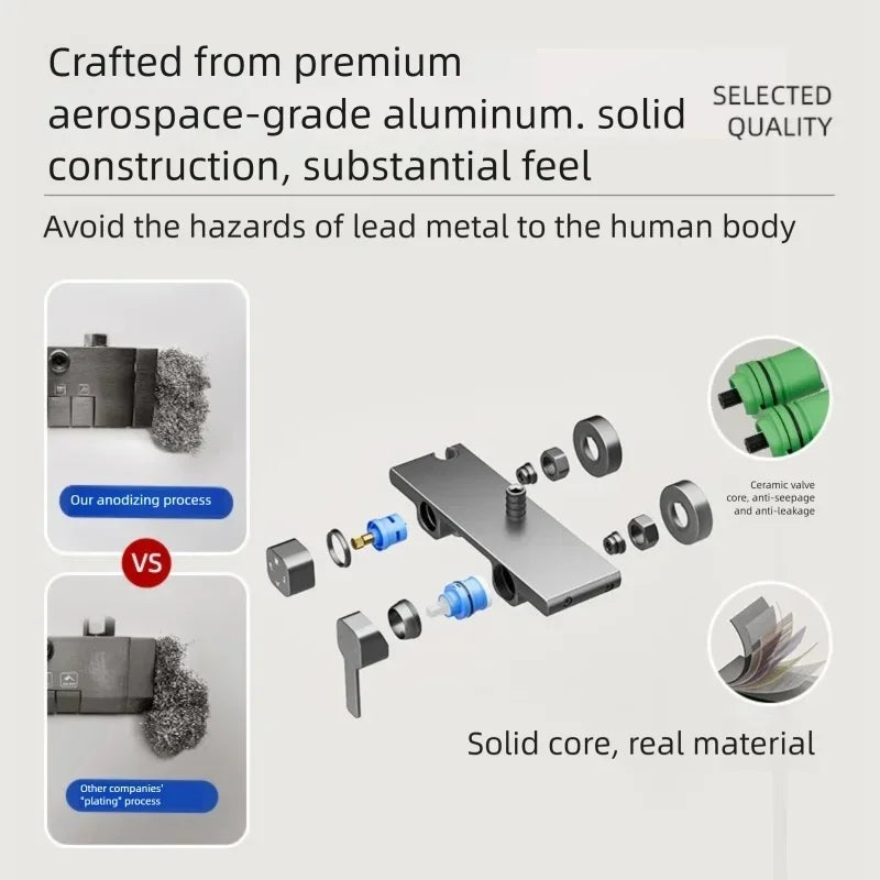 Household Bathroom Gray Pressure Shower Set Hotel Bathtub Faucet MultiFunction Hot and Cold Water Boosting Shower System Set