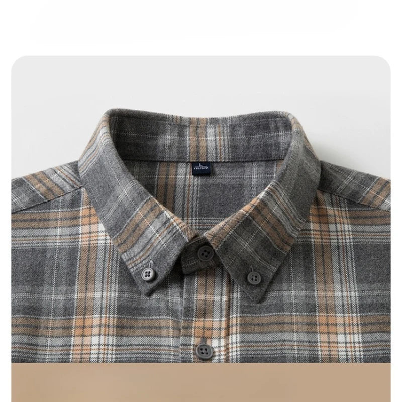 100% Cotton Flannel Shirt Long Sleeve, Plaid Winter Casual Shirt, Anti-Wrinkle Soft Brushed Fabric, Multi-Color Sizes M-4XL