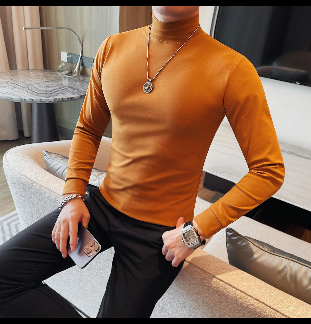 Men's T Shirts Autumn Winter New Turtleneck Long Sleeve T-Shirts For Men Clothing 2025 Slim Fit Casual Basic Tee Shirt Homme 5XL