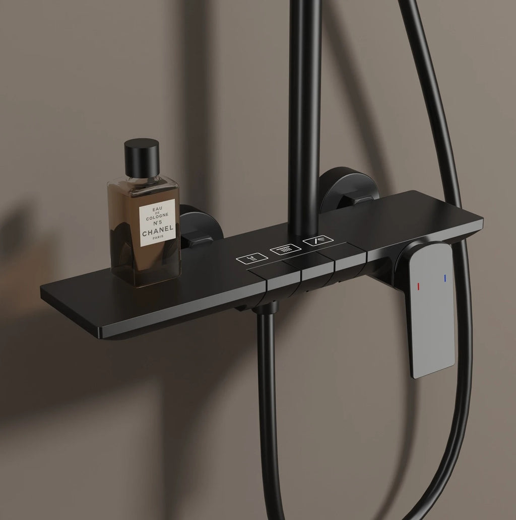 Hot Cold Piano Bathroom Shower System Set Brushed Rose Gold Waterfall Bathroom Faucet Rainfall Piano Bathroom Shower Set