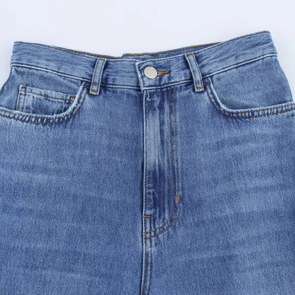 HH Women Summer New Fashion Thin Single-breasted Loose Folds Denim Shirt+High Waist Zipper Pocket Wide-leg Casual Pants Suit