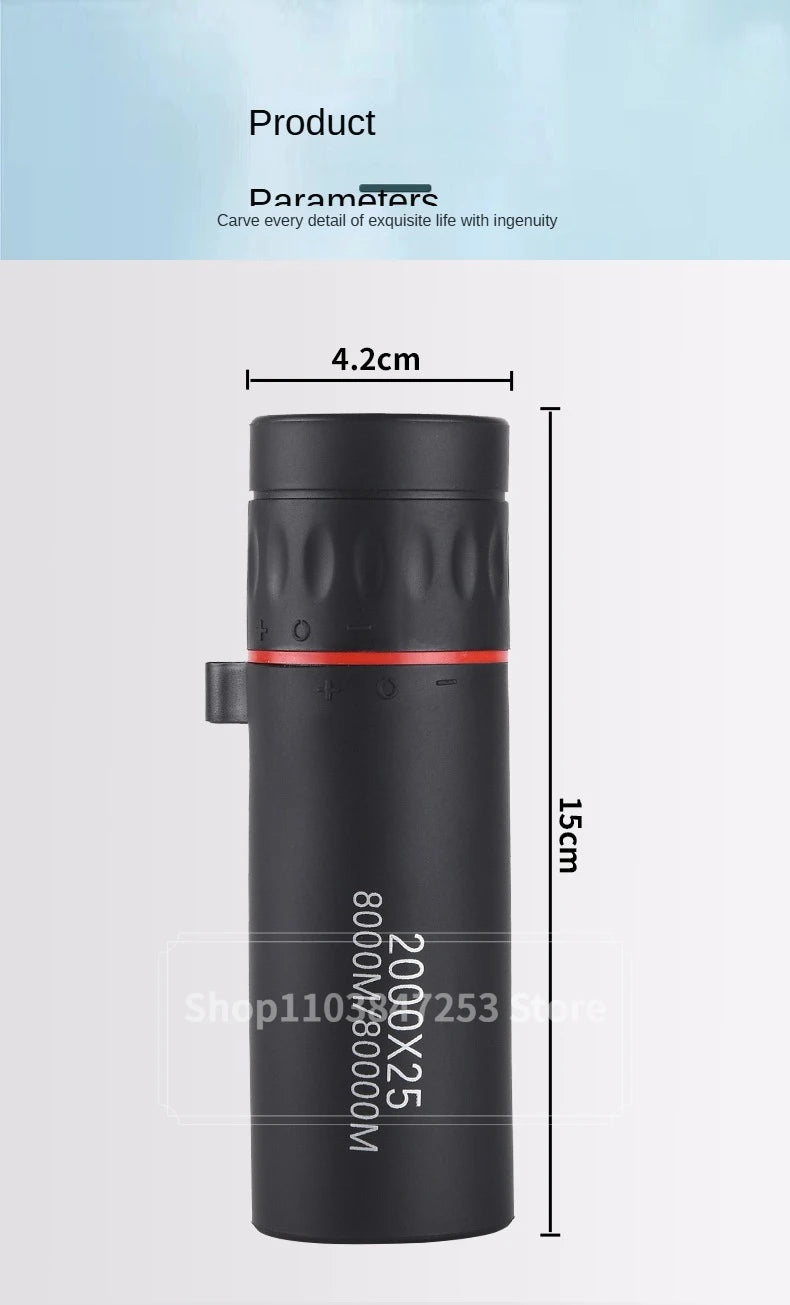 2000x25 HD Monocular Telescope Mini Portable Mobile Phone Telescope with Holder Outdoor Camping Hunting Birdwatching Telescopes