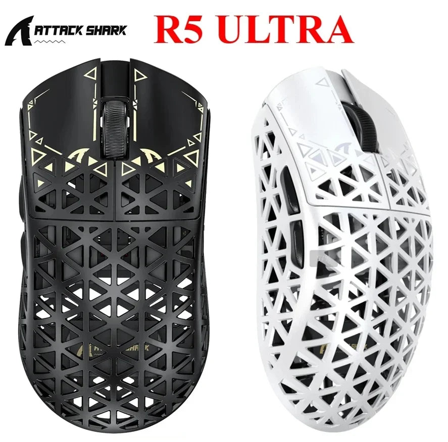 ATTACK SHARK R5 Ultra Carbon Fiber Wireless Gaming Mouse PixArt PAW3950MAX Gaming Sensor 42000DPI 8000Hz MCU Nordic 52840 For PC