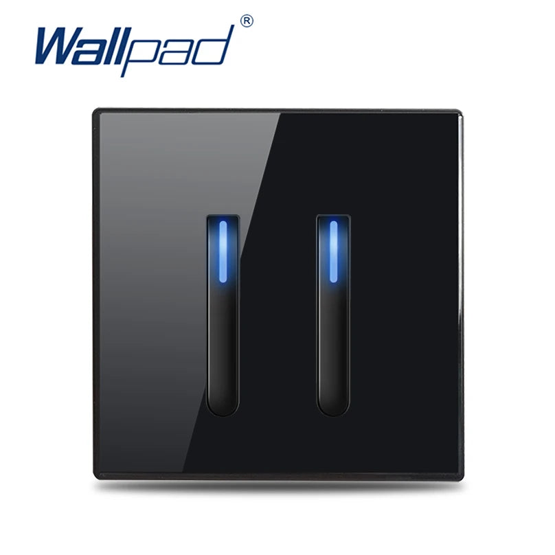 Wall Light Switch 1/2/3/4 Gang LED Indicator Piano Button, White Black Gray Gold Tempered Glass Panel Wallpad L6, 86*86mm