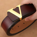 New Retro Smooth Buckle Belt Men's Oversized Leather Pure Cowhide Letter Belt Designer Belts Men High Quality