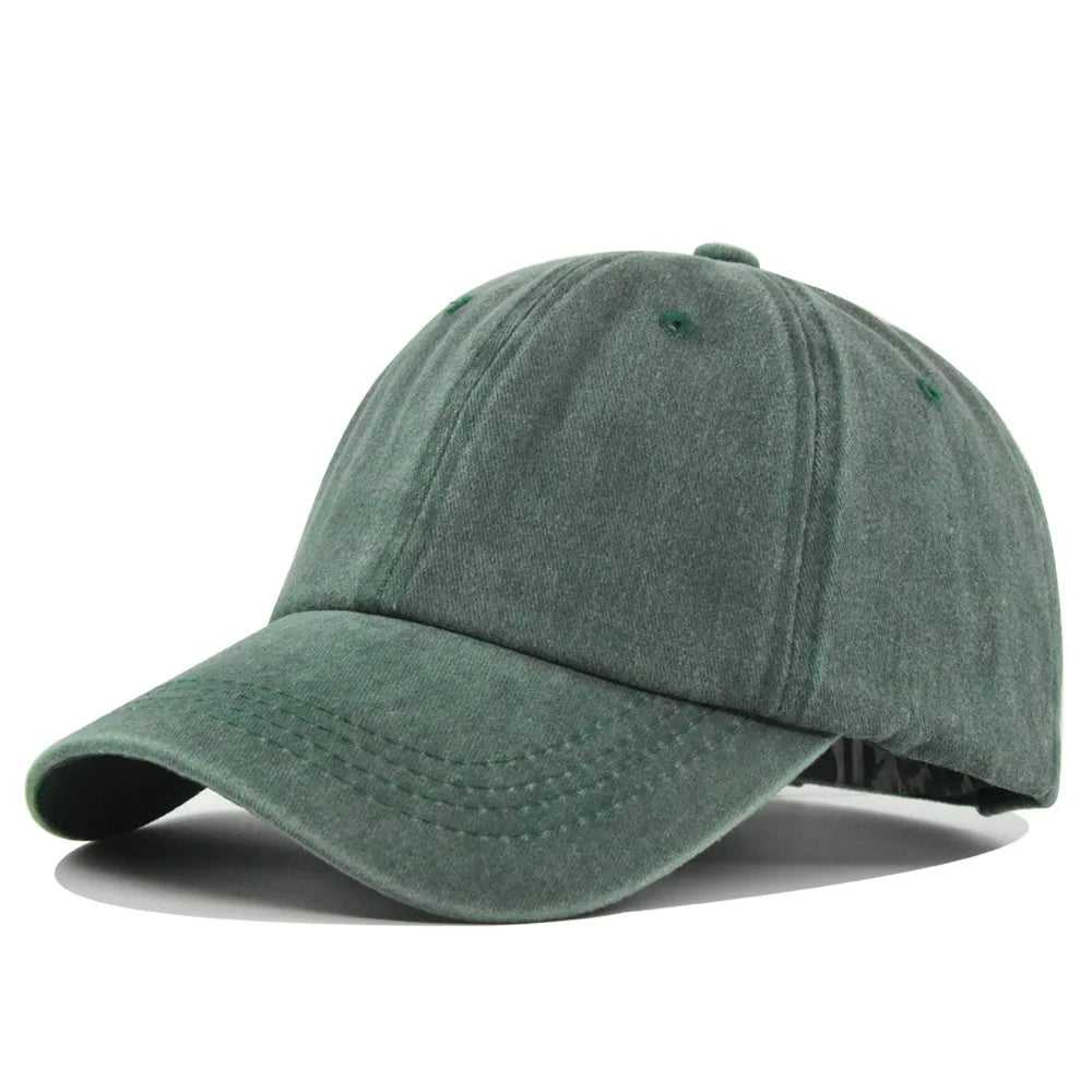 Unisex Baseball Cap Washed Adjustable Sun Hat Soft Top Peaked Hat Men Women Trucker Hat Vintage Outdoor Running Hat Adjustable