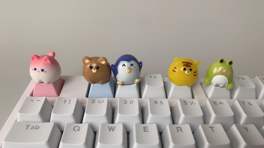 Original Pink Cat Cute Keycaps OEM Height ABS Keycap Cherry Profile Artisan Keycaps for Mechanical Keyboard Key Caps Gamer Gifts