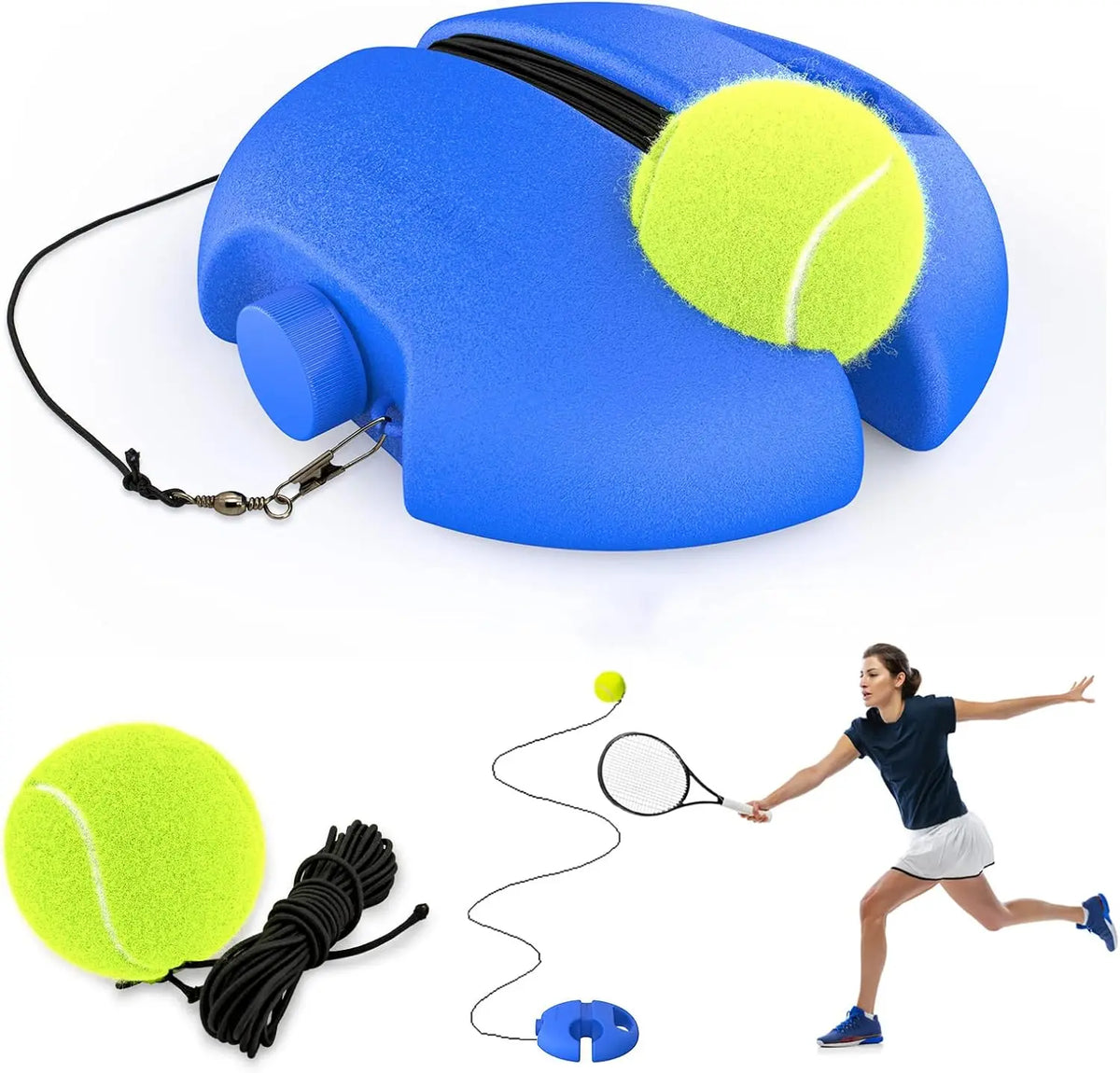 1G-Portable Tennis Rebounder Kit Tennis Trainer Rebound Ball Solo Training Equipment 1 String Balls for Beginners Exercise