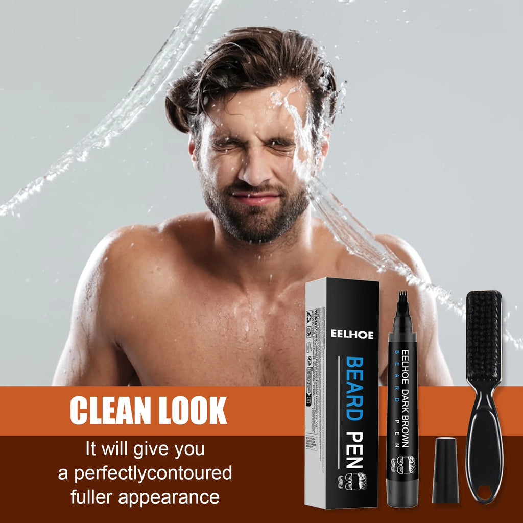 Waterproof Beard Pen Filler Men Moustache Coloring Pen Beard Coloring Filling Enhancer Black Fiber Hair Beard Stuffing Pen Tool