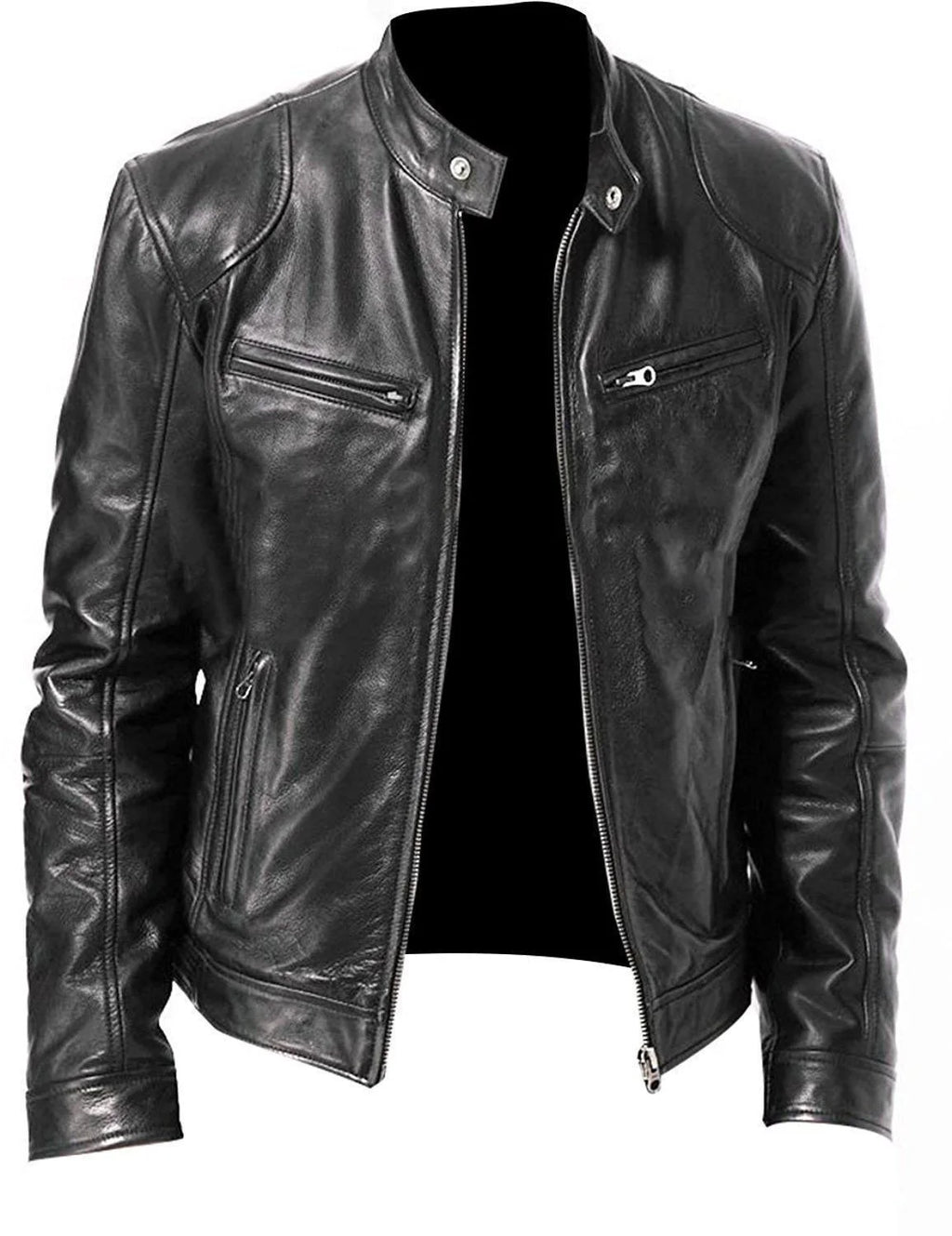 9XL Leather Men's Sports Leather Motorcycle Leather Jacket Stand Up Collar Fashionable Sports Plus Size Autumn Winter Windproof