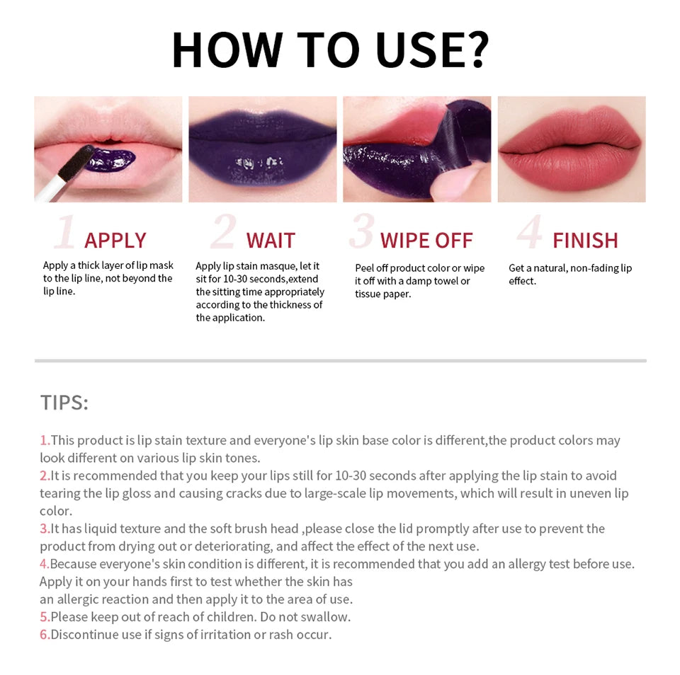 Lakerain Peel-off Lip Gloss Matte Natural Mist Lip Tinted Waterproof Long Lasting Lipstick Makeup Tear Contour Stain Cosmetics