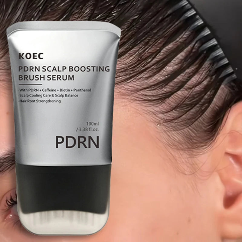 PDRN Rosemary Caffeine Massage Brush Hair Serum,Hair Nourishing Strengthening Essence,Improve Scalp Environment,Scalp Massager