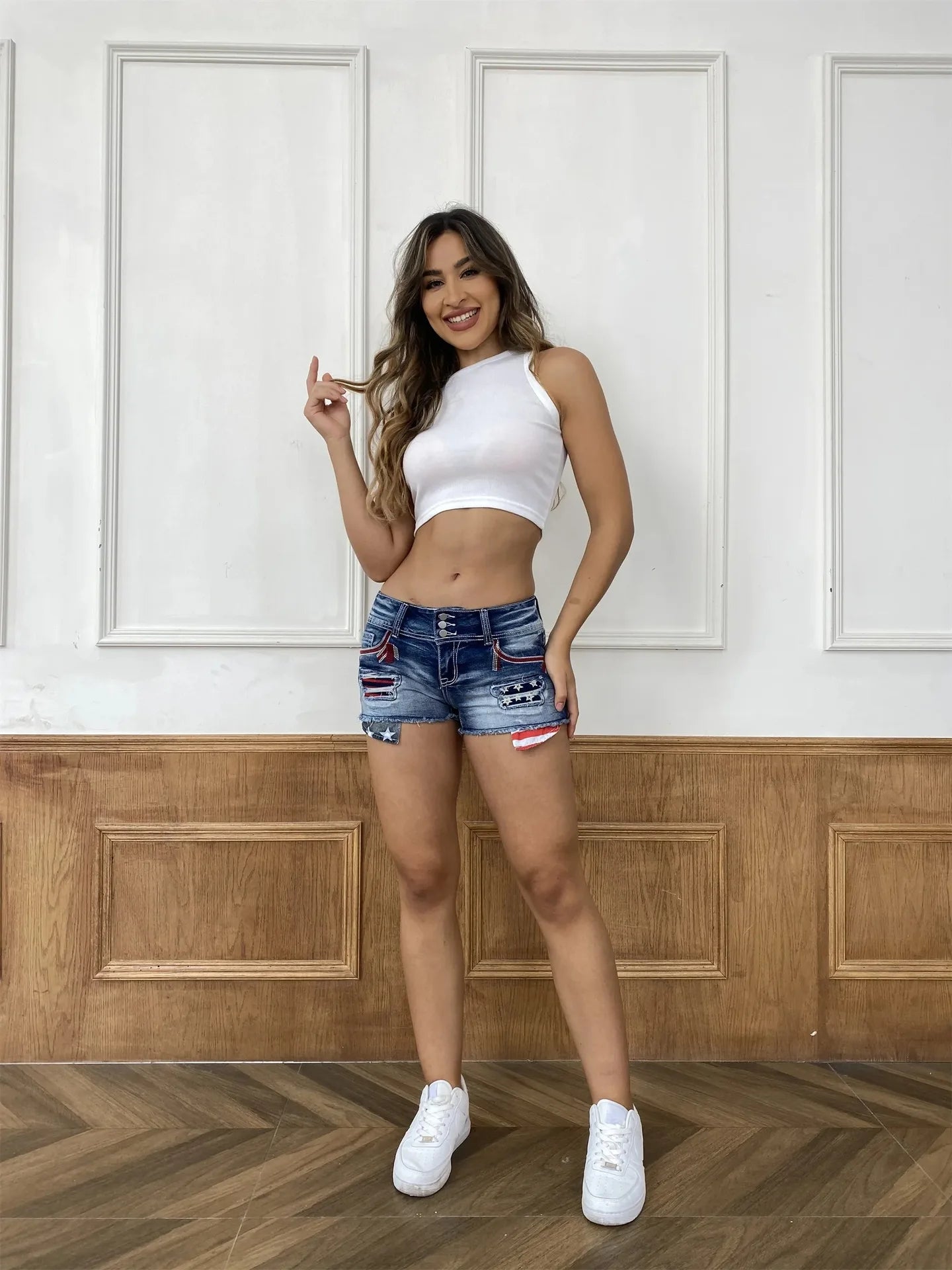 Denim Pant Women Jeans Shorts Short Pants Slim Fit High Waist Button Trousers Skinny Streetwear Hole Splice Summer 2025