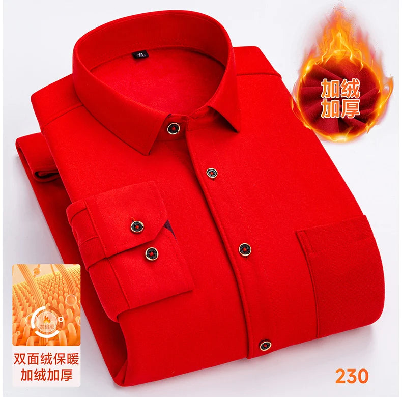2025 Men's Autumn Winter Warm Long Sleeve Casual Plaid Shirts Thickern Fleece Check Shirts for Men Plus Size Male Office Clothes