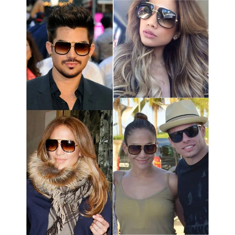 New Fashion Big Frame Sunglasses Men Square Metal Sun Glasses Women Retro Sun Glasses Vintage High Quality