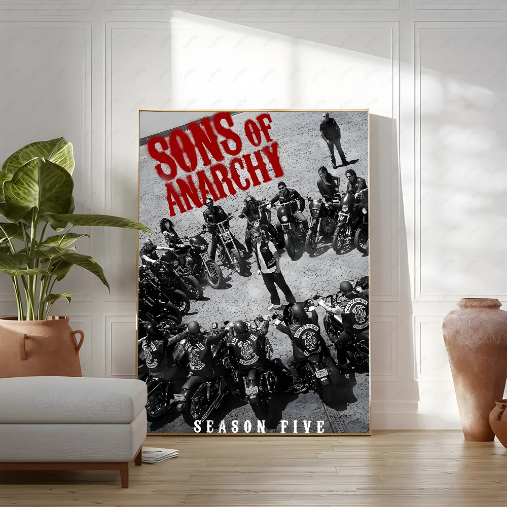 S-Sons Of A-Anarchy Crime Movie Poster Sticky Wall Art Printing Waterproof Home Living Bed Room Bar Hallway Aesthetic Decor