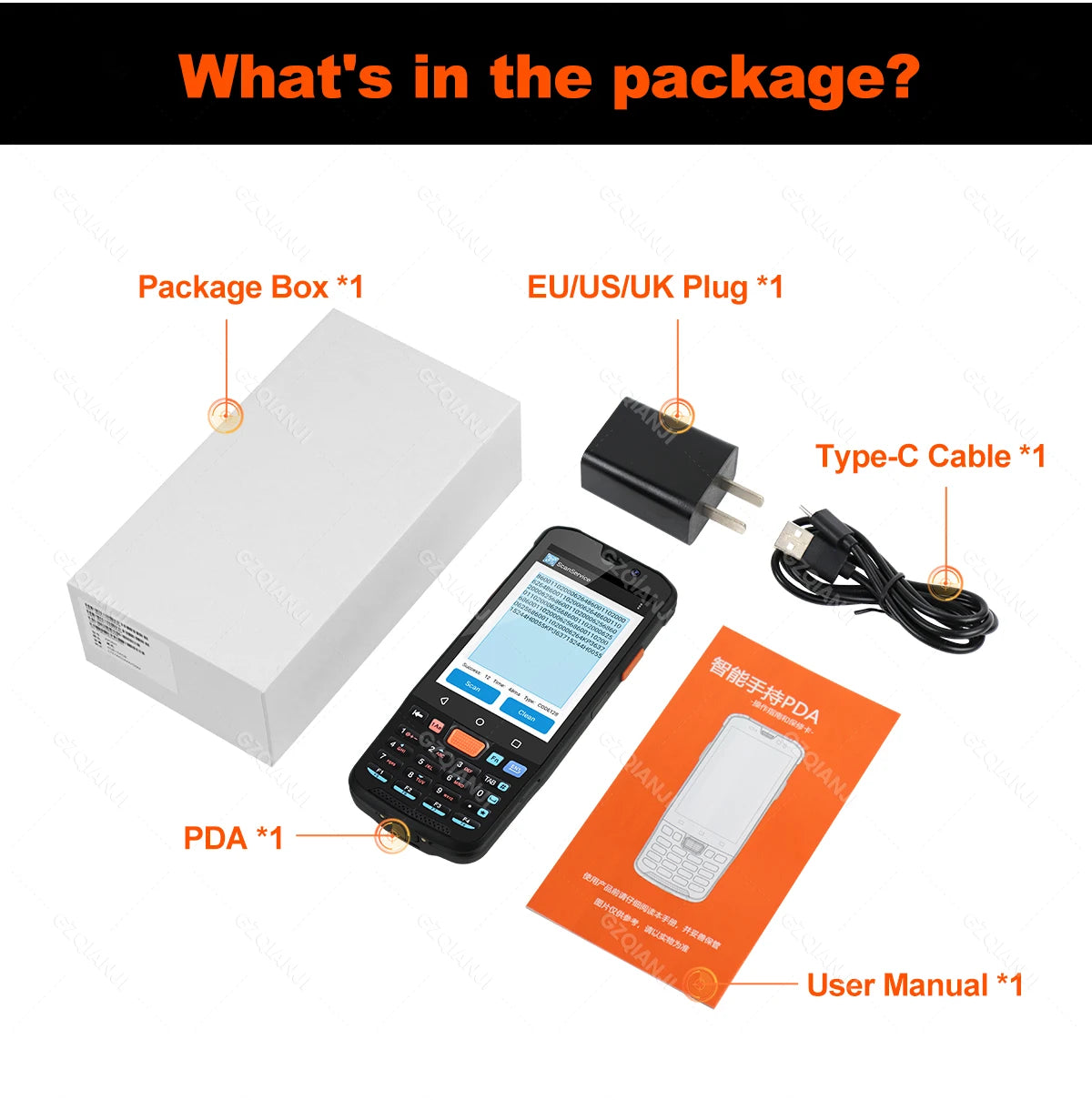 4GB+64GB Android 11 Handheld Terminal Iindustrial PDA 1D 2D QR Barcode Scanner Reader 4G WiFi NFC POS Data Collector