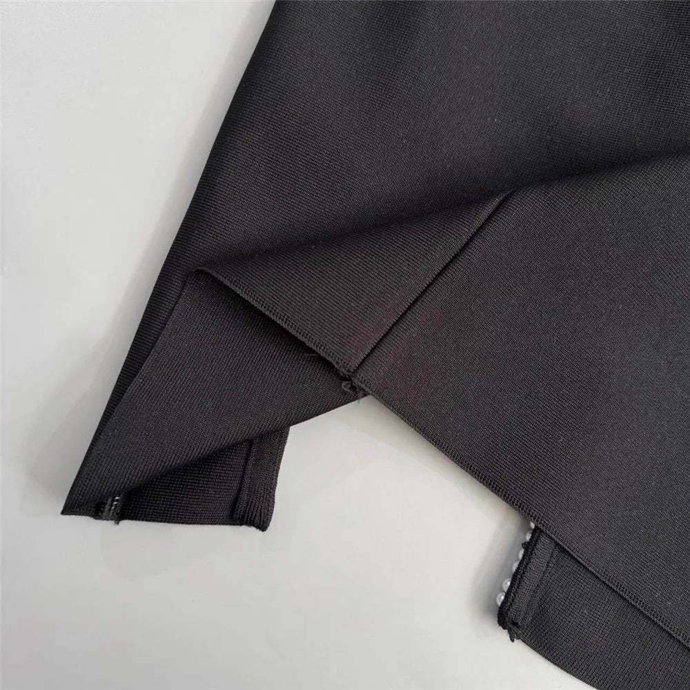Women Fashion Pearl Bandage Dress Sexy Beading Sleeveless Clothes Celebrity Party Elegant Dresses