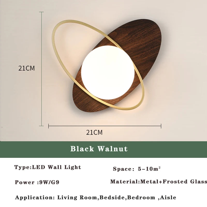 Modern LED Wall Lamps Black Gold Glass Ball Wall Sconces Living Rom Bedroom Hotel Decor Wall Lights Bedside Lights Aisle Lamp G9