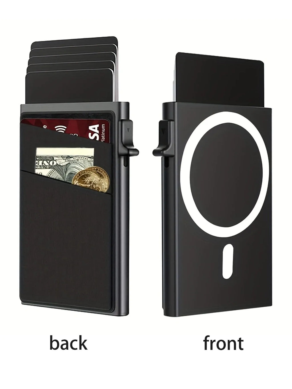 Pop-Up RFID Blocking Card Holder Aluminum Alloy Card Push Bag Large-Capacity Phone Magnetic Metal Box Wallet Men Women Purse