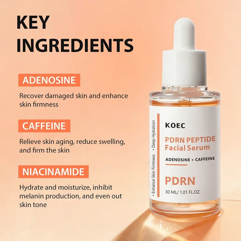 Korean Salmon PDRN & Copper Peptide Face Serum,Centella Asiatica Hydrating Repair Essence, Lightweight Glow Moisturizer All Skin
