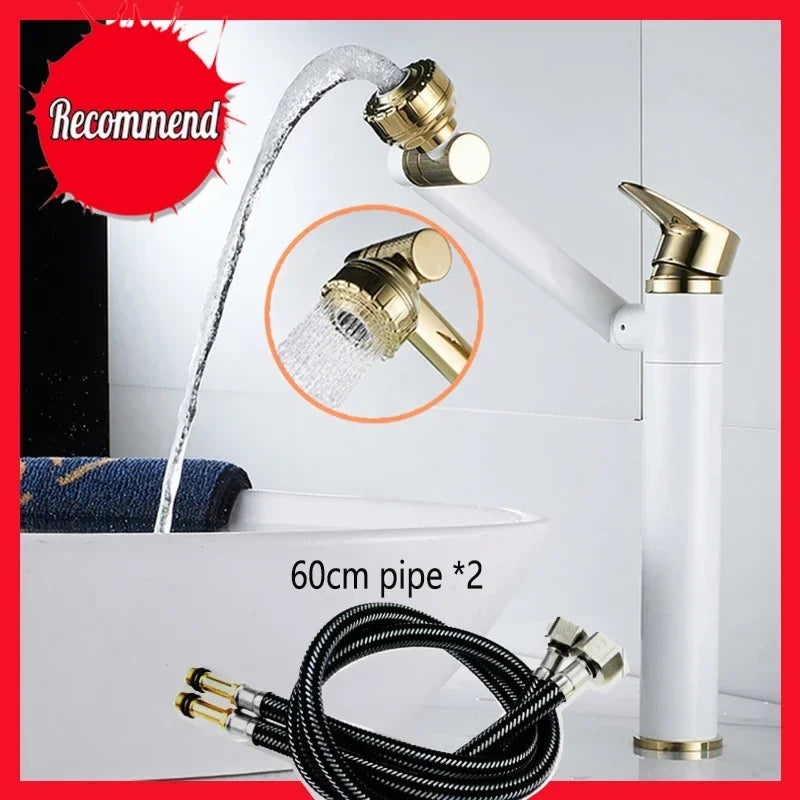 1080° Swivel Bathroom Sink Faucet Basin Faucet Mixer Deck Mounted Splash Proof Water Tap Shower Head Aerators Tapware