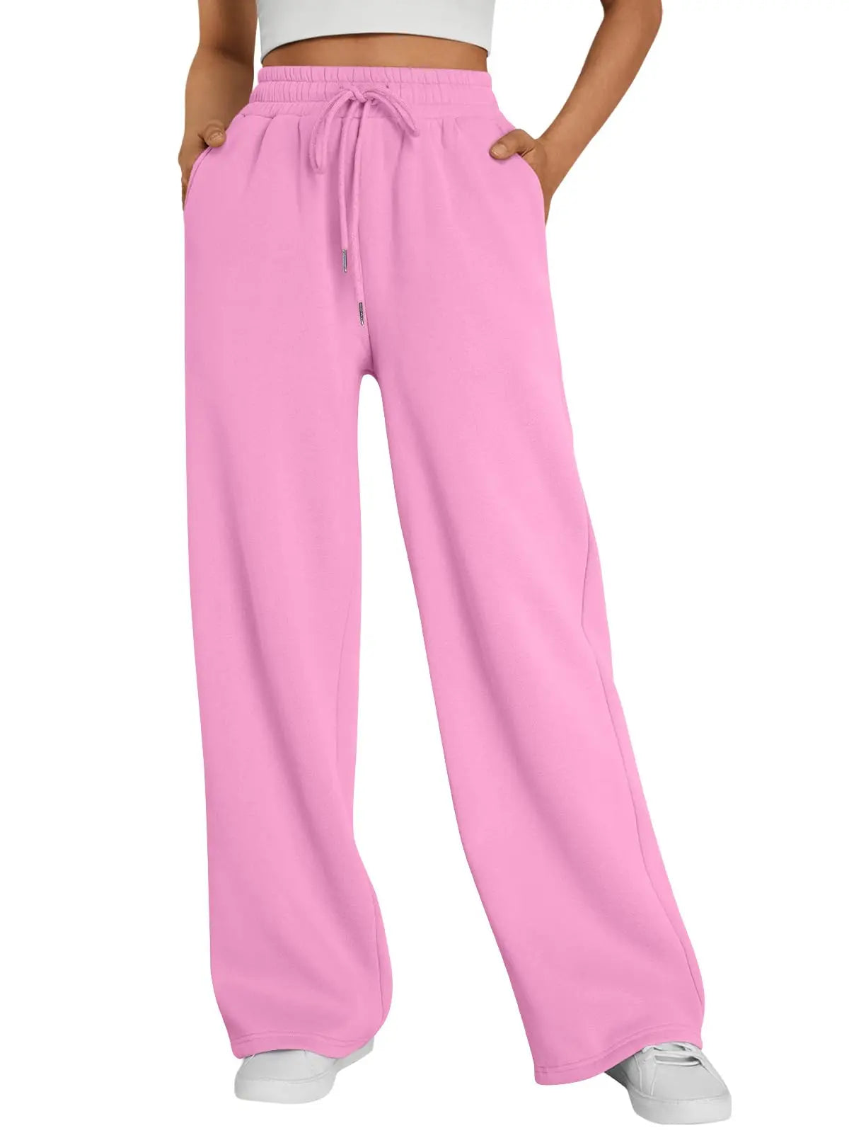Women Summer Sweatpants 14 Colors Wide Leg Loose Fit Sports Pants Comfortable Drawstring Elastic Waist Casual Streetwear Joggers