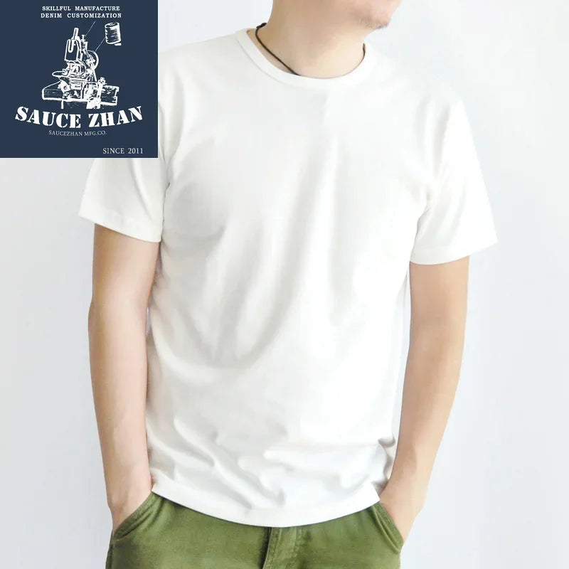 SauceZhan Tops & Tees Men's T-shirt Short Sleeve  Anti-Deformation Anti-Shrink Double-woven Fabric Cotton Soft Slim Fit