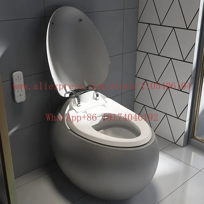 Intelligent One-Piece Egg Shape Automatic Round Smart Ceramic Toilet Bowl New Design Bathroom Sanitary Ware Set Luxury Toilet