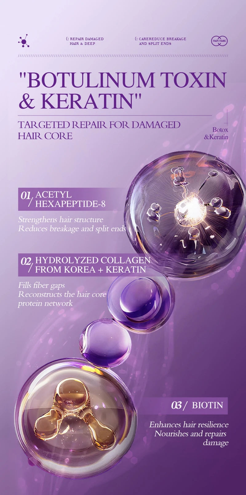 Magical 5 Second Keratin Hair Mask Repair Damage Frizzy Soft Smooth Shiny Hair Deep Moisturize Hair Treat Repair Hair Care Mask