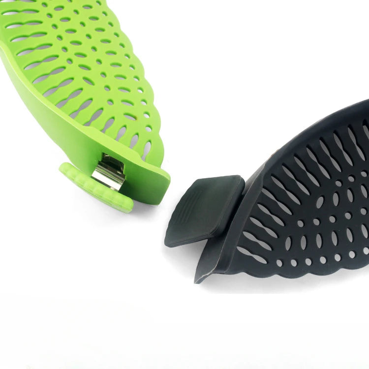 Silicone Strainer Clip-on Pan Pot Side Drainer Fruit Vegetable Noodle Drainage Filter Pour Baffle Colander Kitchen Gadgets